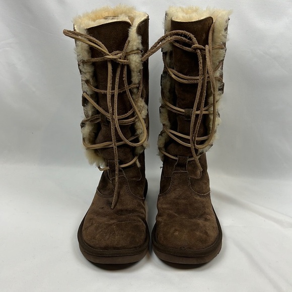 UGG Australia Whitley Suede Espresso Brown Lace up Winter Boots Size 7 - Picture 4 of 12